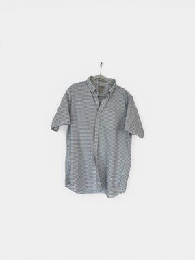 L.L. Bean Men's Short-Sleeve Button-Down in Blue and White Gingham
